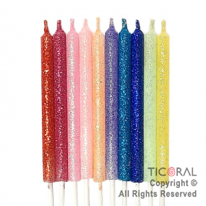 VELA LISA GIBREADA MULTICOLOR RAINBOW CON PINCHE X 10